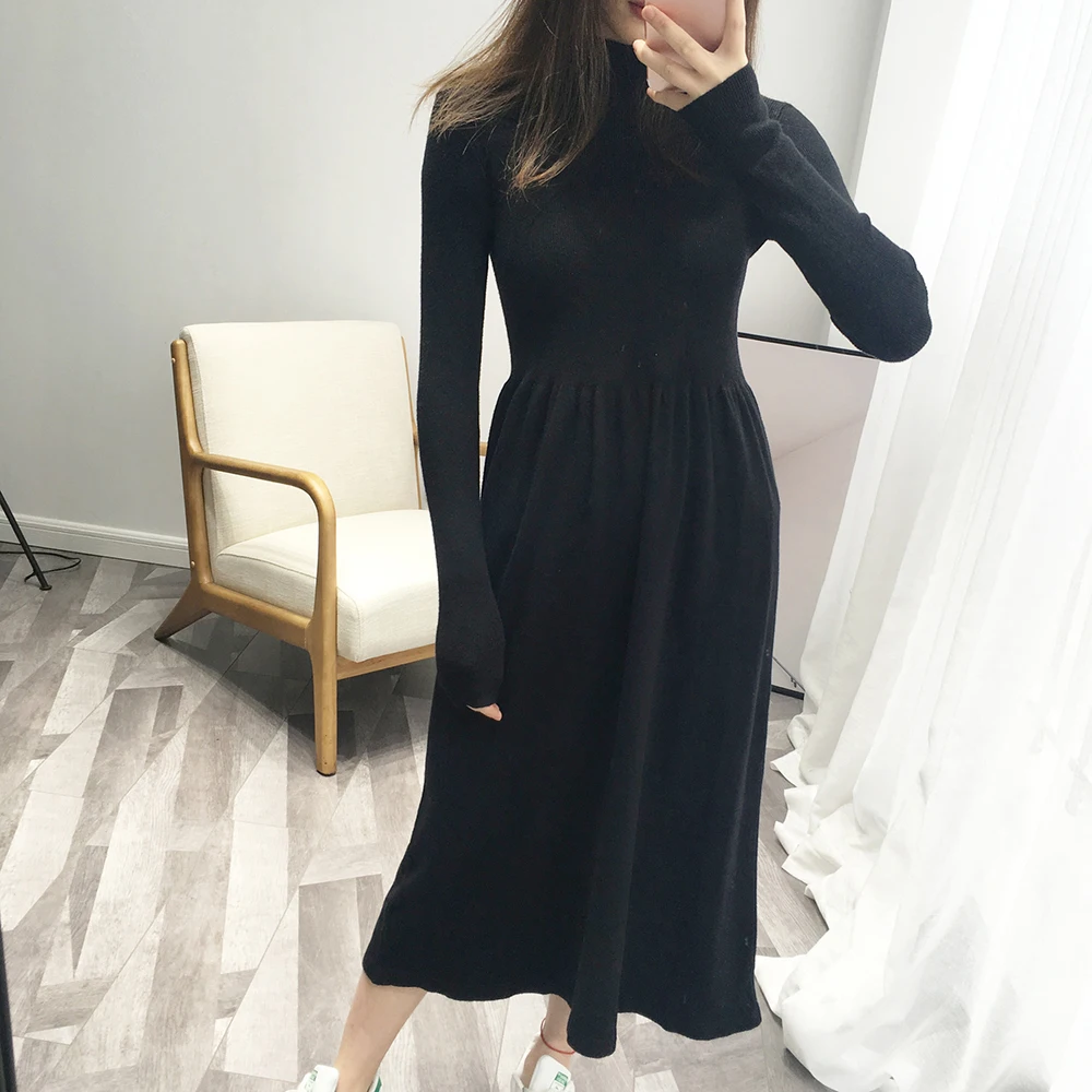 2018 Women Sweater Turtleneck Collar Long Sleeve Pullovers Dress Knitting Autumn Tricot Pull Femme | Женская одежда
