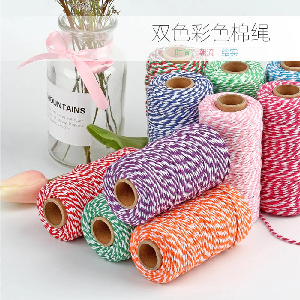 Новый DiIY 2 мм ширина 100 метров длина два цвета хлопок нить ленты ремесло | Дом и сад