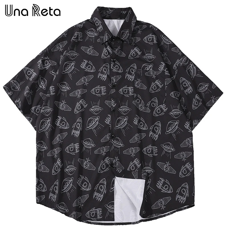 

Мужская Повседневная рубашка с коротким рукавом Una Reta, новые летние топы Harujuku в стиле хип-хоп с принтом, большие размеры, мужская одежда