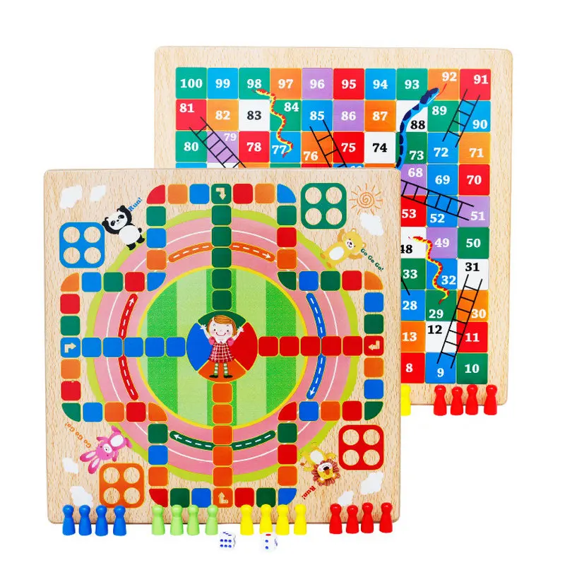 

Двусторонние деревянные шахматы 2 в 1: змея/лестница, шахматы для полета, детские развивающие игрушки, настольные игры для взрослых, шахматы, ...