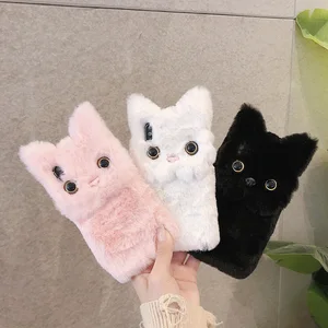 winter warm plush phone case for samsung galaxy a5 2016 2017 a6 a7 a8 plus a9 2018 cute cat furry fluffy fur soft silicone cover free global shipping