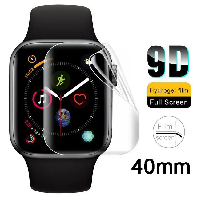 Гидрогелевая пленка для Apple Watch 5, 44 мм, 40 мм, мягкая защитная пленка на весь экран, изогнутая пленка для iwatch 5, 4, 3, 2, 1, 42 мм, 38 мм - Цвет: Transparent 40mm