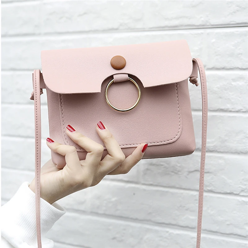 

Женская однотонная сумка через плечо, модная сумка для телефона, монет, сумка через плечо, кошелек для телефона с кольцом