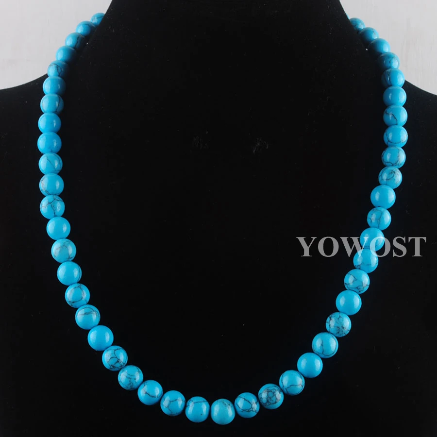 Новое поступление ювелирные изделия синие бирюзы каменные бусины 8 мм круглые