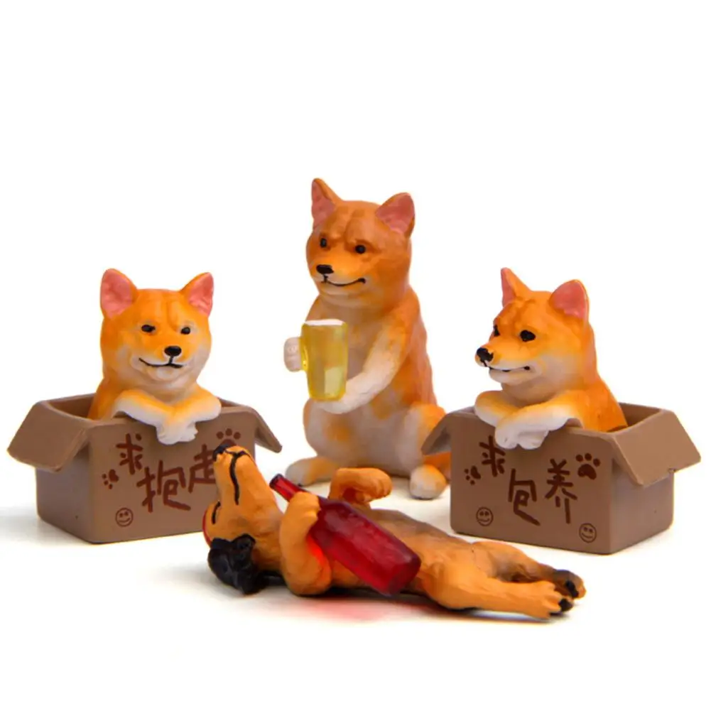 

Miniature Figurine Toys Lovely Corgi Shiba Inu Dog Resin Model Figurine Miniature Fairy Garden Ornaments DIY Landscape Accessory