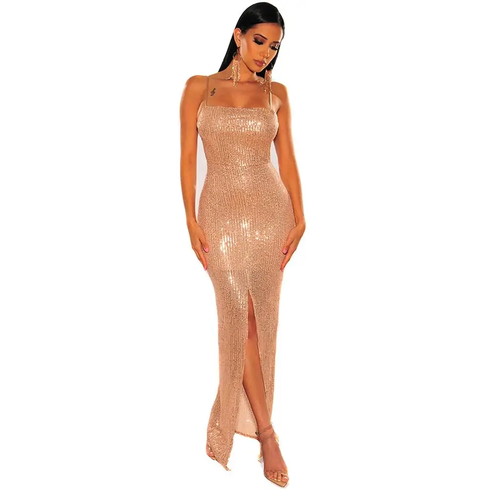 Сексуальное женское длинное платье с открытой вилкой и спиной | Женская одежда