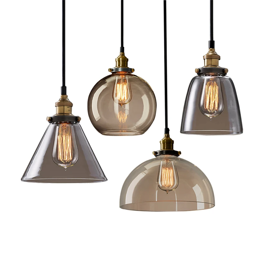 

Nordic American country clear glass pendant lights luxury retro industrial dining room bedroom bar loft pendant lamps fixtures