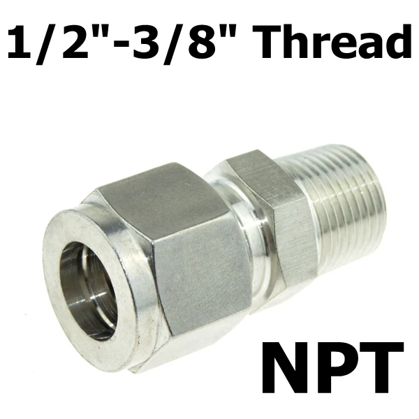 Inch OD Tube 3/" PT наружная резьба NPT x 6 мм 8 мм OD двойной наконечник трубки воздуха для компрессорной трубы разъем SS 304 нержавеющая сталь 1/4" 1/2" - Цвет: Inch OD Tube