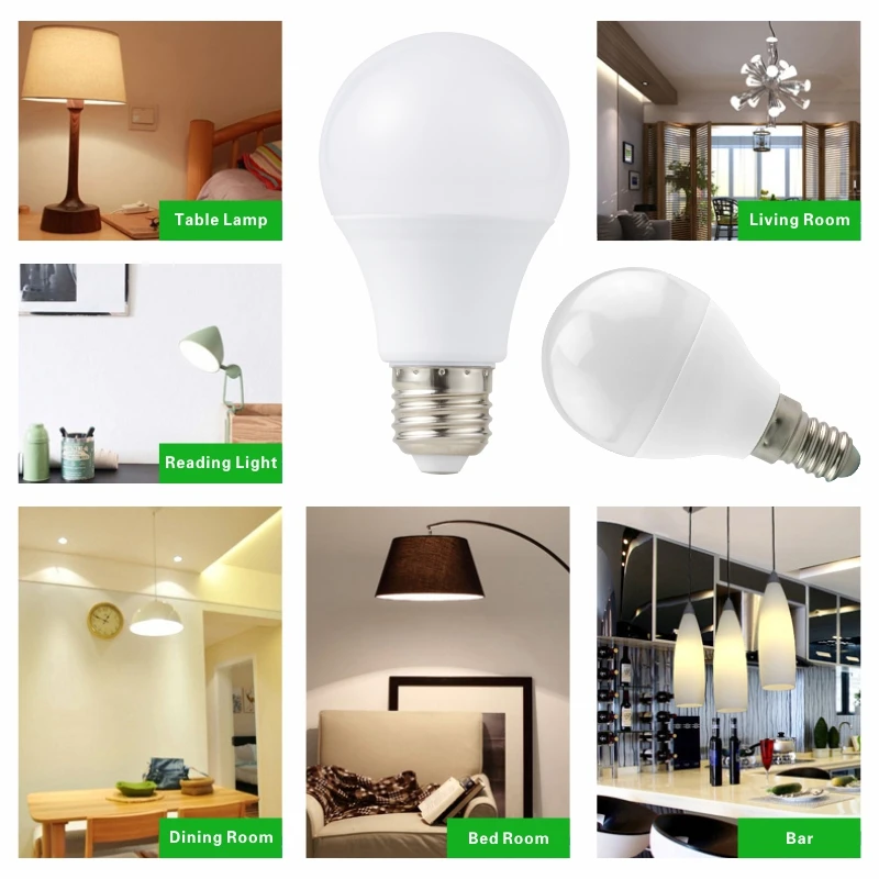 

4PCS LED Lamp Light Bulbs E27 E14 3W 9W 12W 15W 18W 24W 220V LED Bulb High Brightness Lampada For Home Bombillas Warm Cold White