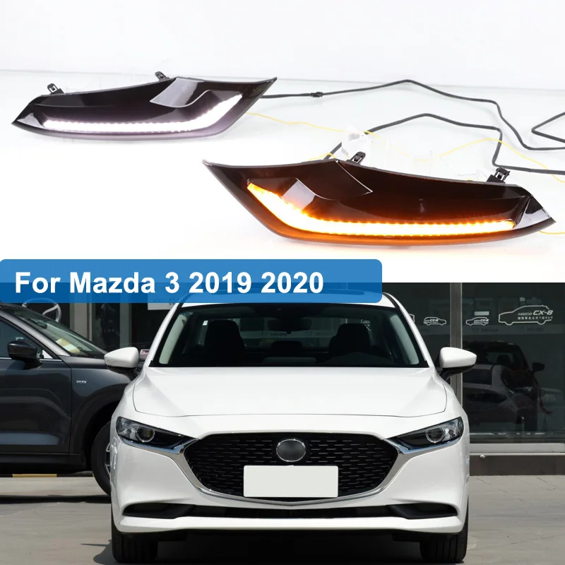 

2 шт. DRL для Mazda 3 axela 2019-2021 12 В светодиодный дневный ходовой светильник для автомобиля DRL с затемнением реле сигнала поворота