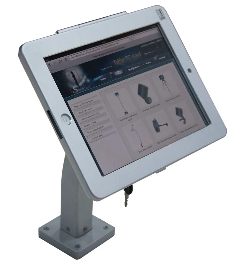 Online Tablet Di Sicurezza Serratura Del Supporto Del Display Supporto Di Montaggio A Parete Staffa Di Caso Anti-furto Dispositivo IPad2/3/4 Con In Metallo Con Serratura Caso E La Chiave