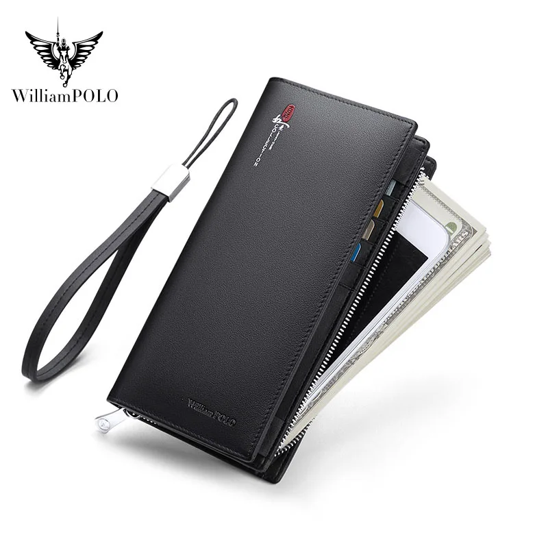 Новый мужской кошелек со съемным ремешком на запястье Мужская Длинная кожаная