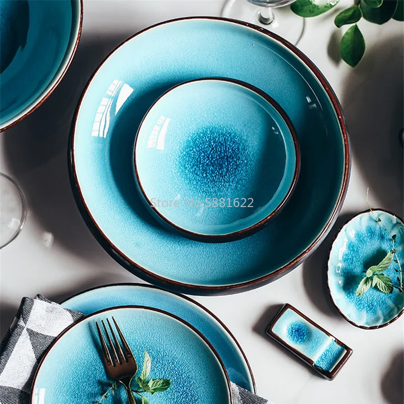 Керамическая миска для супа из серии глазури с изображением льда и трещин риса