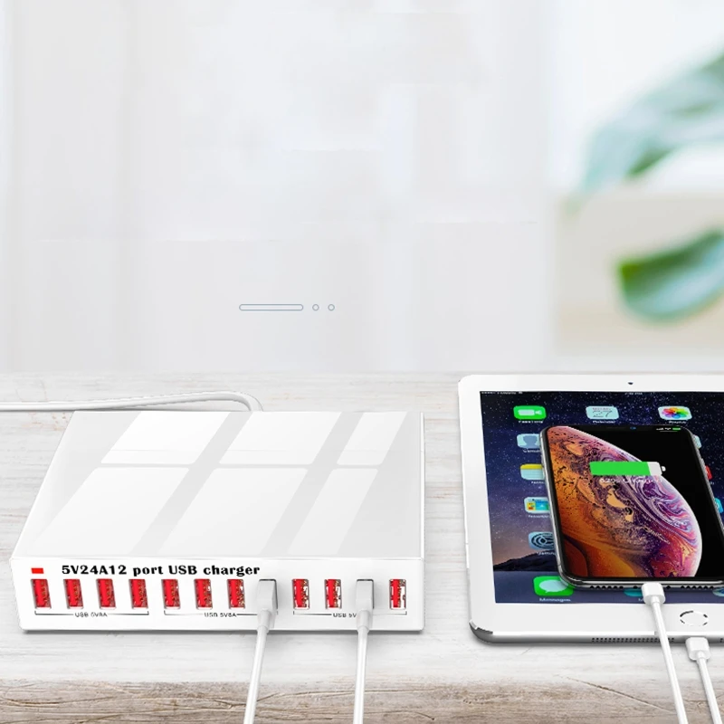 

12-Port 5V 2.4A USB Charger Station Power Supply for Cellphone Tablet Smartphone