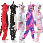 Пижама-Кигуруми для мальчиков и девочек, одежда для сна в виде животных, лисы, кота, единорога
