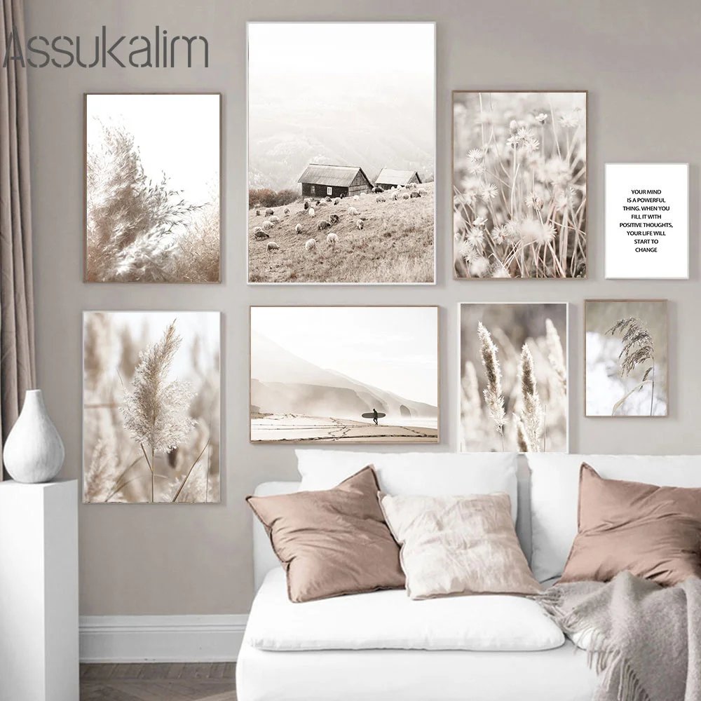 

Landscape Posters Reeds Canvas Painting Dead Grass Wall Prints Wheat Art Poster Nordic Print Wilderness Wall Pictures Home Decor