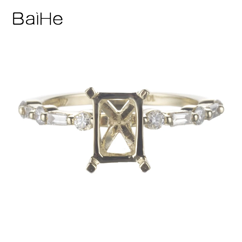 BAIHE однотонное 14K желтое золото сертифицированное изумрудная огранка