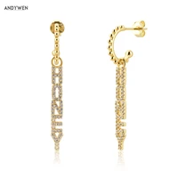 andywen 925 sterling silver gold honey drop earring letter piercing ohrringe circle long flexible jewelry 2021 rock punk jewels