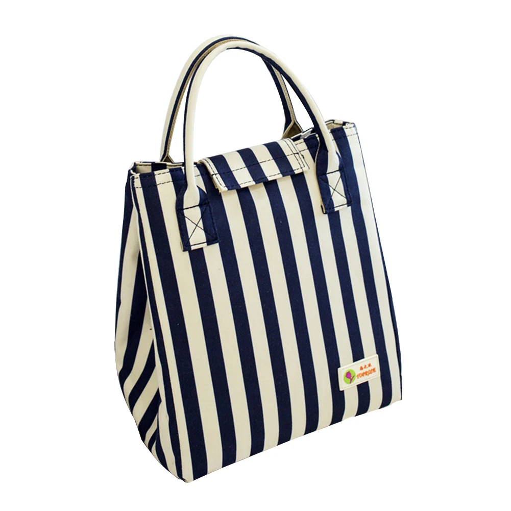 

Leakproof Thermal Insulation School Tote Food Container Picnic Stripe Waterproof Office Lunch Bag Portable Reusable Oxford Cloth