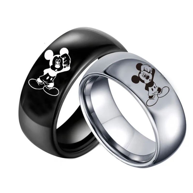 

Disney 925 Silver Cartoon Retro Mickey Ring Cute Mickey Mouse Open Ring Student Gift Jewellery Stainless Steel Rings