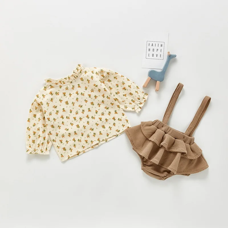 2021 nuevo oto&ntilde;o Body para beb&eacute; de manga larga cuello redondo camisas + Sling Tutu mono ni&ntilde;os ropa de 0-3 a&ntilde;os E1101-5
