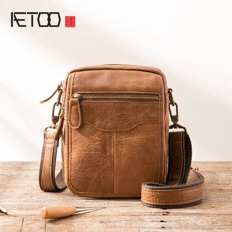 1 AETOO, Модный классический однотонный деловой мужской портфель от известного бренда, Офисная сумка из натуральной кожи, повседневные мужские сумки на плечо - Цвет: 1