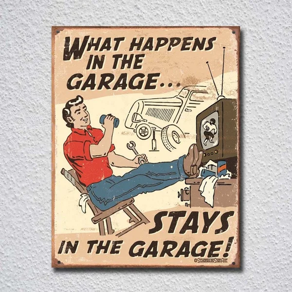 

Its A Man's World What Happens In The Garage Tin Sign Metal Sign Metal Poster Metal Decor