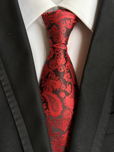 

8cm Men's Ties Wedding Red Paisley Woven Necktie