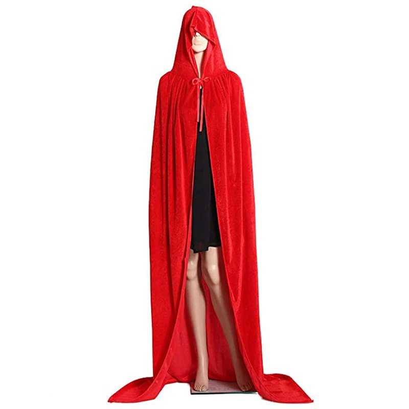 Halloween Christmas Cosplay Costumes Unisex Hooded Cloak Full Length Long Velvet Cape | Тематическая одежда и униформа