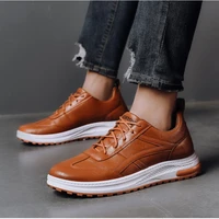 pu lace up leather casual shoes for men winter light comfy mens sneakers outside non slip walking sport shoes mens work shoes