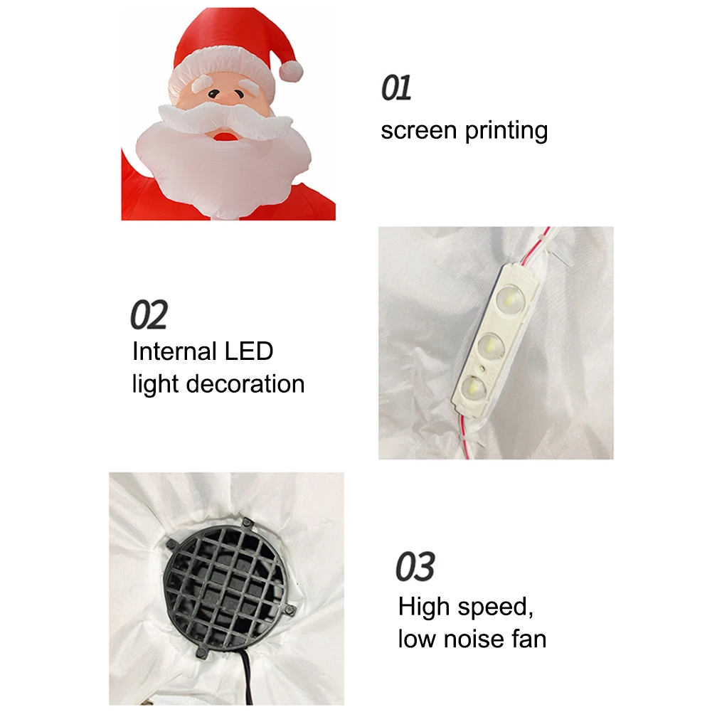 Рождество гигантский надувной светодиодный развевающийся Санта Клаус 2 4 м