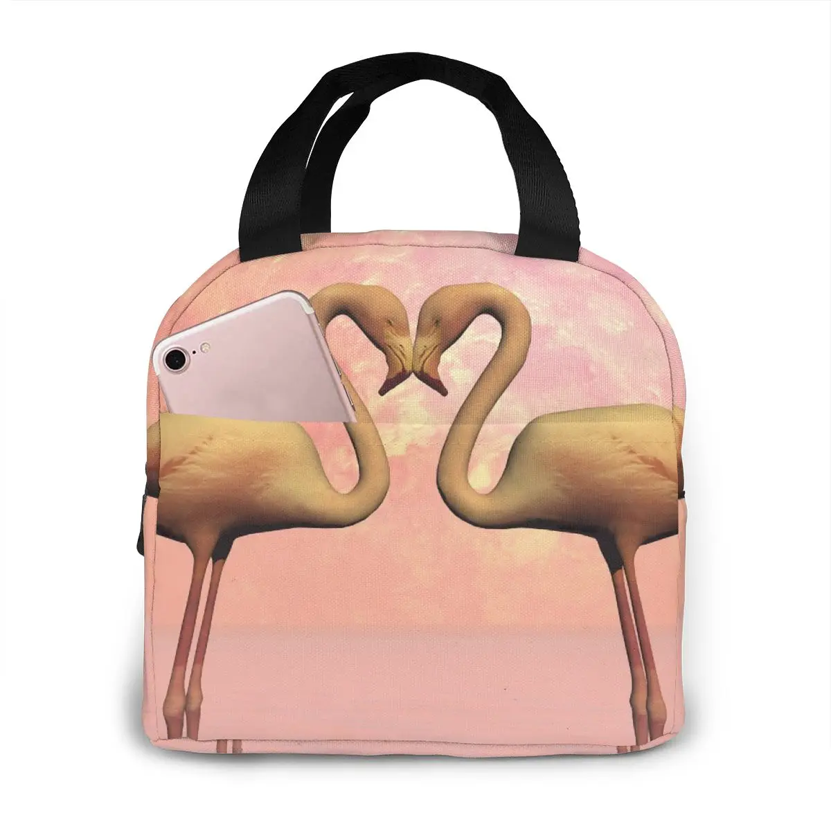 

Фламинго влюбленный (4) сумка-холодильник, переносная Термосумка на молнии для ланча, удобный Ланч-бокс, сумка-тоут для еды