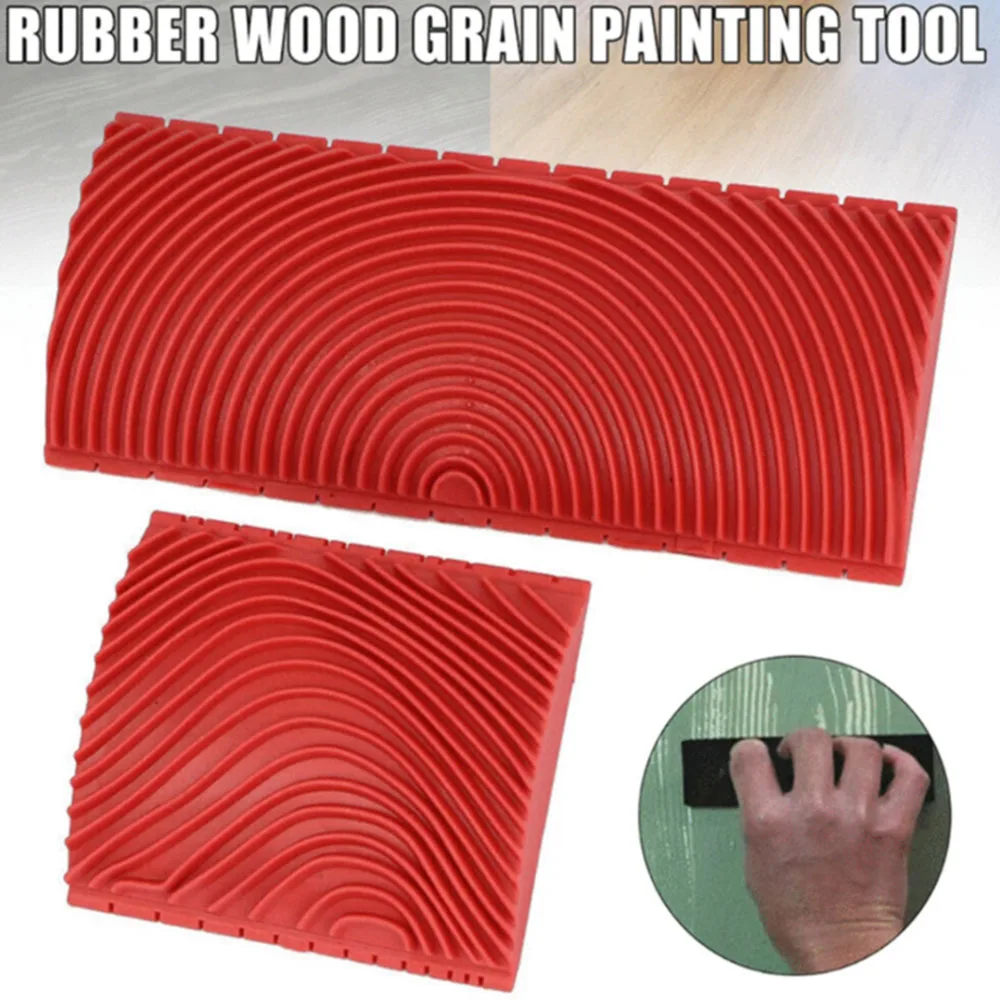 2Pcs/set Rubber Roller Brush Imitation Wood Graining Wall Painting Home Decoration Art Embossing DIY Brushing Tools - купить по
