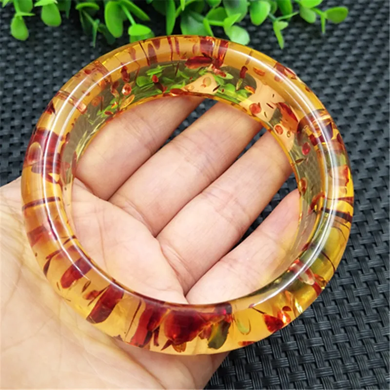 Браслет с янтарным цветком 61-62 мм | Дом и сад