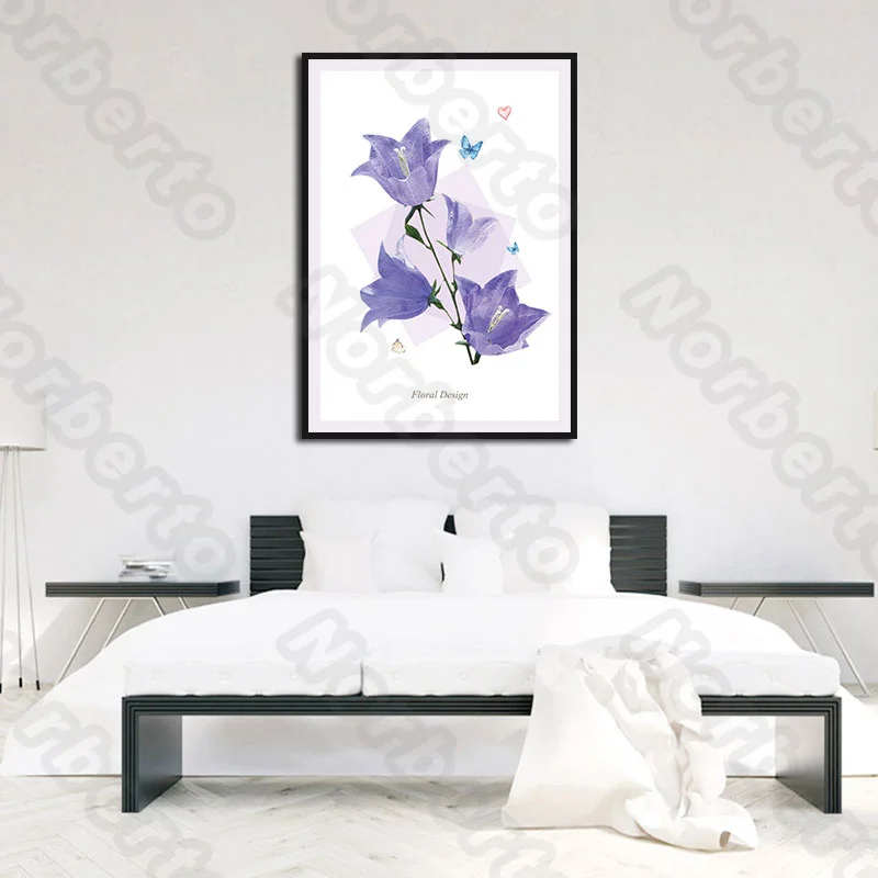 

Nordic Style Canvas Painting and Posters Wall Floral Design Lisianthus Flower for Living Room Bedroom Wall Vintage Decoration