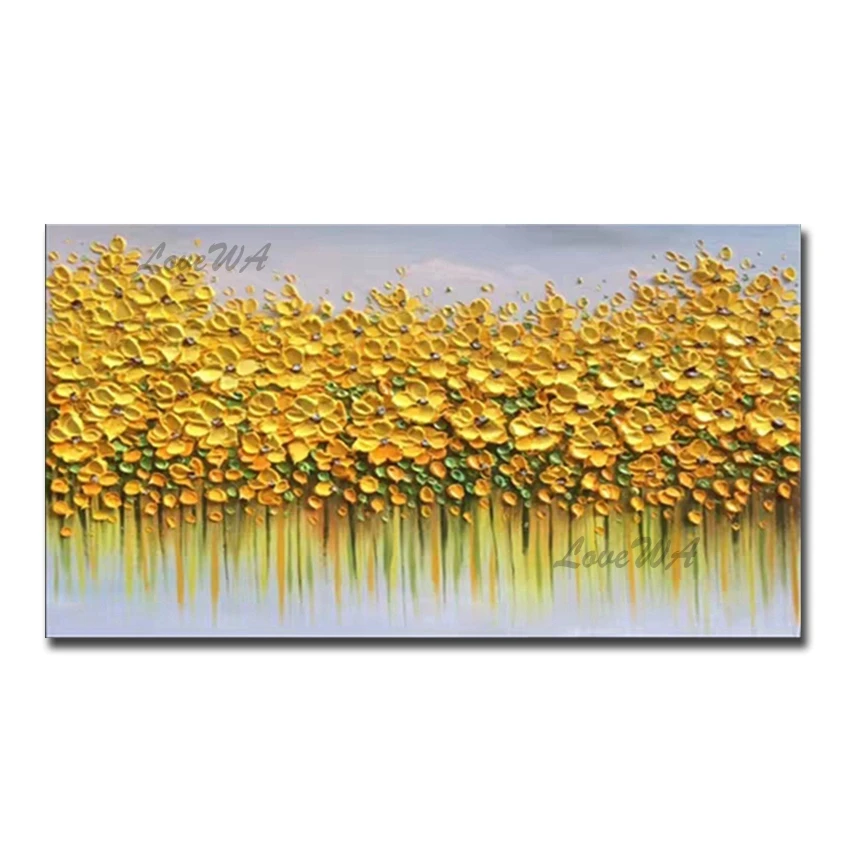 

100% Handpainted Abstract Flower Oil Painting 3D Thick Palette Knife Paintings Picture Wall Art on Canvas Large Living Room Deco