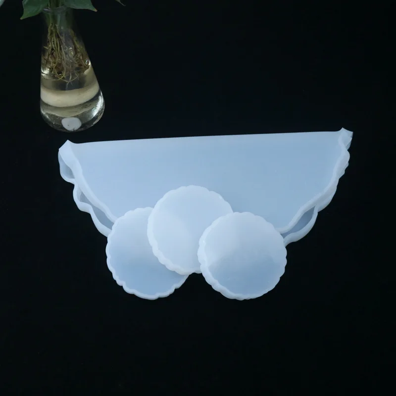

DIY Round Shape Wavy Tray Cup Mat Epoxy Resin Mold Coaster Base Tea Plate Silicone Mold For Table Decoration Handcrafts Tools