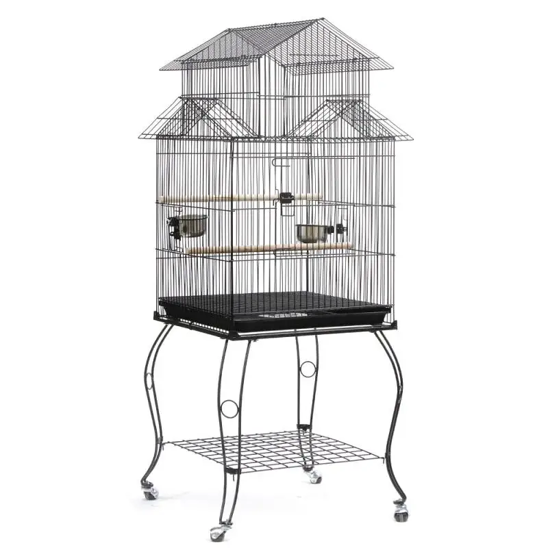 

Overseas Stock!!! Bird Cage Accessories Bird House Outdoor Large Birdcage Cockatoo Canary Parrot Macaw Cage With 4 Casters HWC
