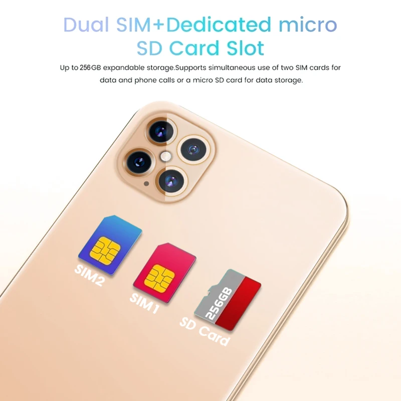 

I12pro Max 128GB/256GB Deca Core Smart Phone Face Finger ID Mobile Phone Dual SIM Android Phone 4800mAh 13+32MP Smartphone