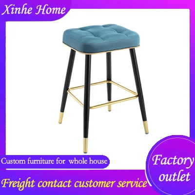 

Factory direct sale price bar leisure chair minimalist light counter stool with PU leather surface metal legs for Pub club