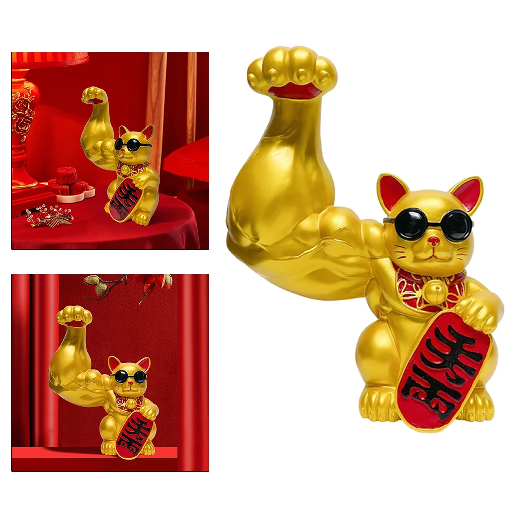 

Lucky Fortune Cat Japanese Lucky Cat with Arm Home Bedroom Living Room Decor
