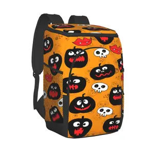 protable insulated thermal cooler waterproof lunch bag pumpkin the day of the dead picnic camping backpack double shoulder bag free global shipping