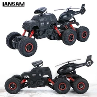 sturdy radio control off road vehicletruck toy 6 wheels rc car with helicopter high speed stunt toys for children and kids