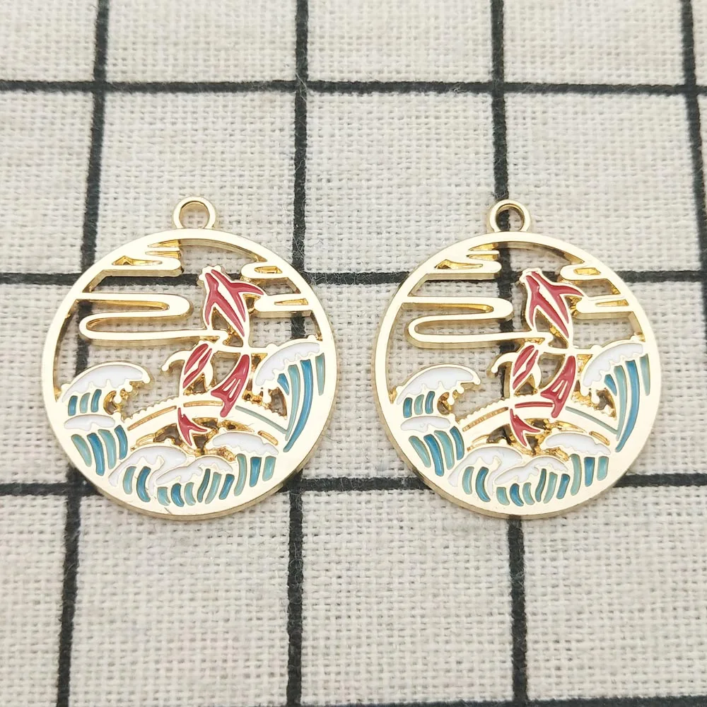 

10 шт., эмалевые Подвески для изготовления ювелирных изделий, 26 х30 мм