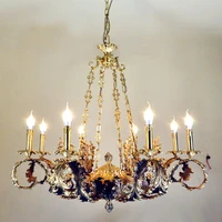 classical european antique reproduction brass chandelier big leaf frame with chains copper lighting arts crafts home furnishing