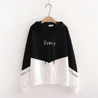 womens patchwork hoodies 2020 autumn letter print thin long sleeve loose hooded sweatshirts sweet style girl tracksuit