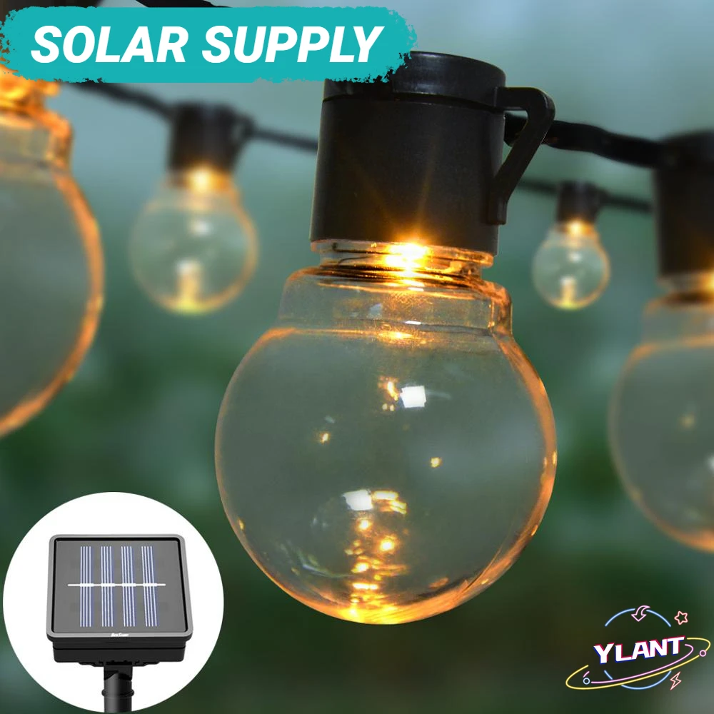 

SWT String With 10/20 LED Globe Bulbs Fairy lights Garland Garden Outdoor Decoration lamp NEW Solar Power LED Decorative light