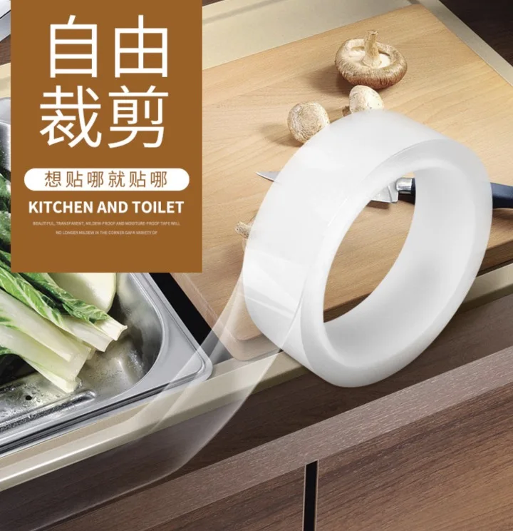 

1 Roller /Length:3meters Width:5cm Kitchen Toilet Waterproof Mould Proof Adhesive Strip Transparent Acrylic Stickers