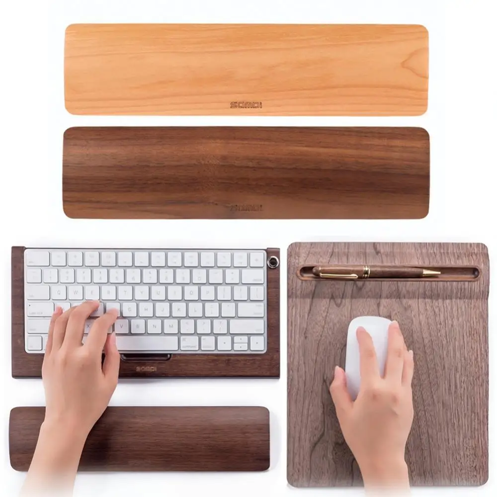 

Black Walnut Wood Ergonomic Keyboard Typing Work Game Wooden Hand Wrist Rest Support Pad Cushion