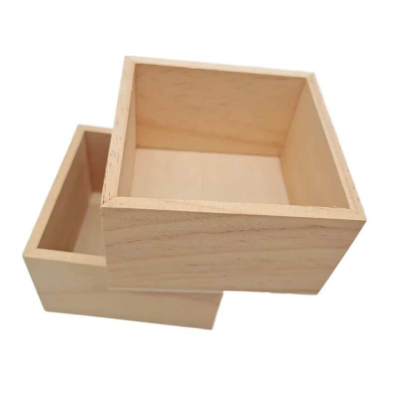 Wood Color Scotch Pine Rectangular Flip Solid Wood Gift Box Handmade Craft Jewelry Case